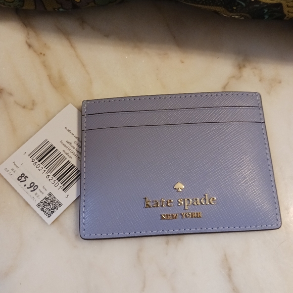 NWT Kate Spade Madison Saffiano Leather Card Holder, Frosted Blue Small Wallet - Picture 2 of 10